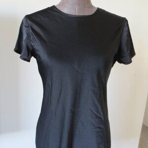 SOLD! Express Black Dress Short Sleeve Silky Satin Mini Sheath Slip Dress - S